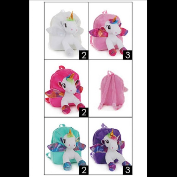 Unicorn Plush Backpack White - Picture 3 of 3